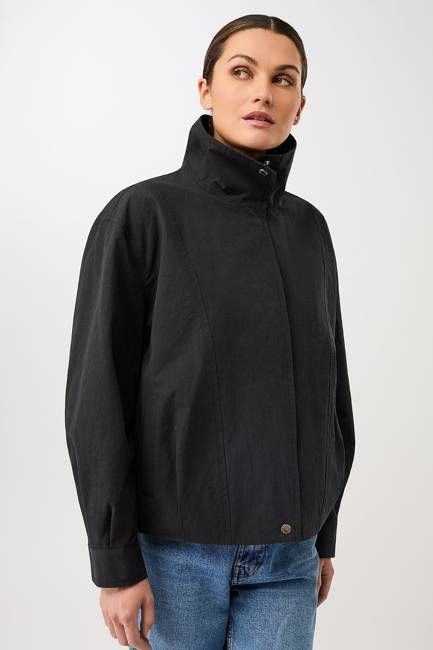 Modische Bomberjacke mit Kellerfalte im Rücken (Black)