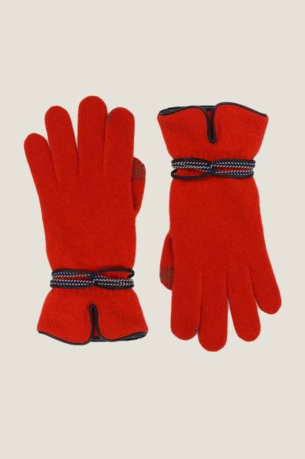 SANTACANA Touchscreen Wool & Cashmere Blend Gloves | Red/Brown/Navy