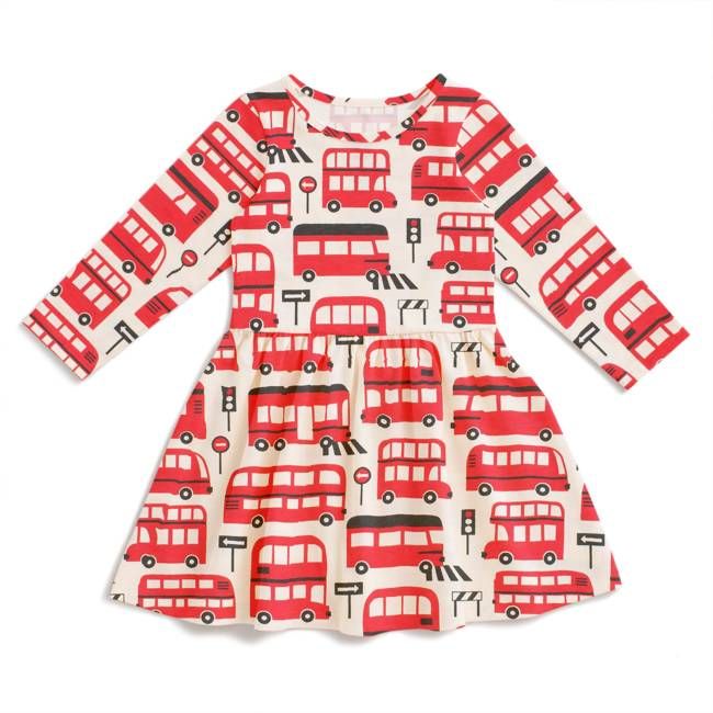 Calgary Dress - Double Decker Buses Red