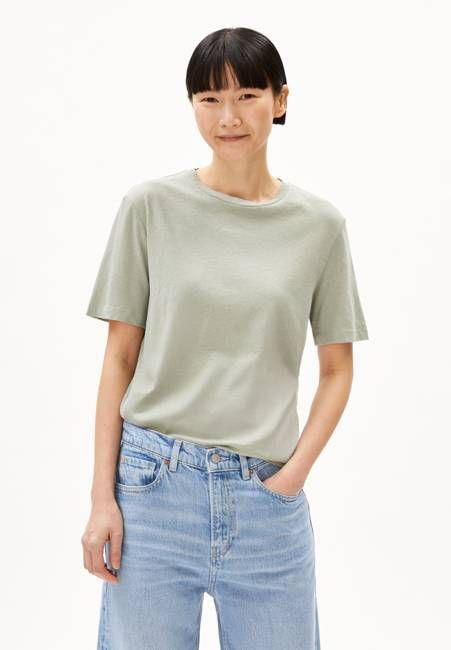 LUALAA LINEN BLEND T-SHIRT| seagreen