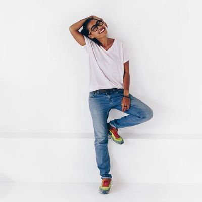 T-shirt vlinder model - gerecyclede stof - roze fluor melange