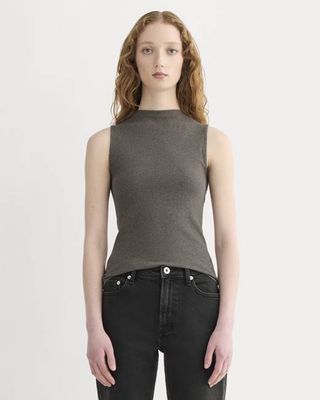 The Luxe Rib Funnel-Neck Tank | Heathered Fatigue