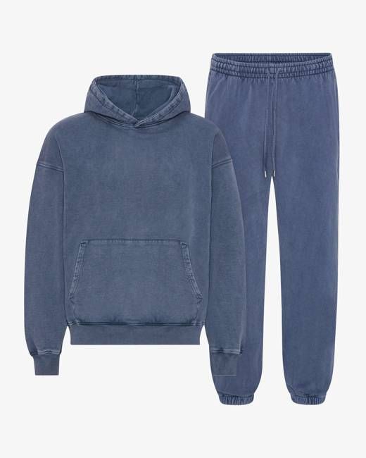 Organic Relaxed Hood Sweatsuit - Neptune Blue