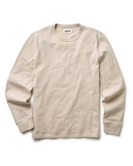 The Organic Cotton Long Sleeve Tee in Heather Oat