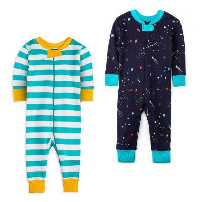 Organic Cotton Baby Romper 2 Piece Bundle: Galaxy