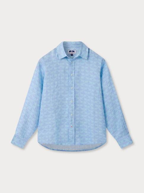 Kids Elephant Dance Blue Abaco Linen Shirt