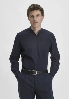 Regular shirt made from organic cotton with hemp and yak
