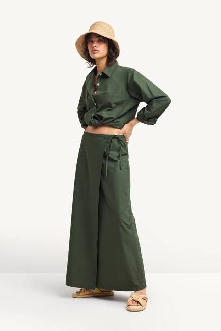 Willa Wrap Skirt - Forest Cotton Poplin