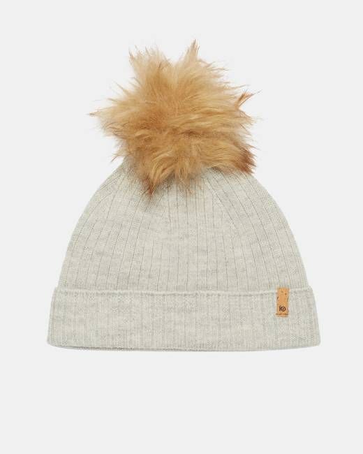 Wool Faux Fur Pom Beanie