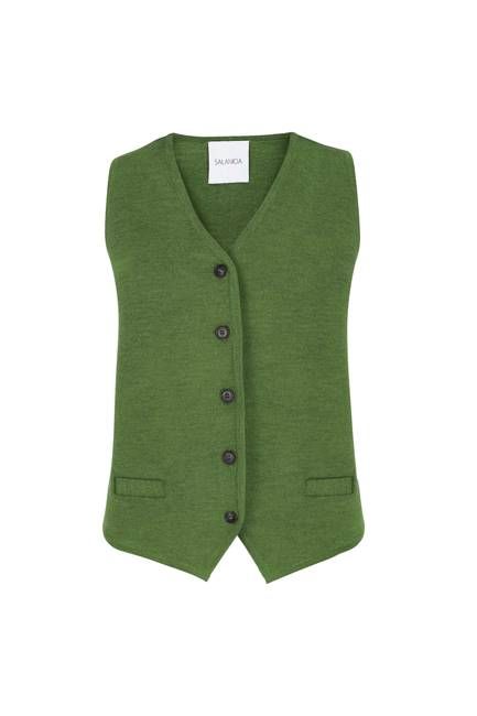 Galante Knitted 100% Merino Waistcoat Olive Green