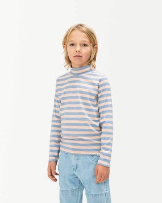 Langarmshirt mit Stehkragen roséblau