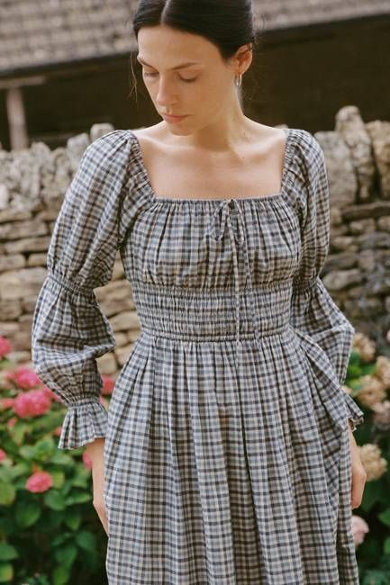 The Adelia Dress | Slate Gingham