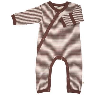 Kimono Romper (Fine Stripe) - Nutmeg