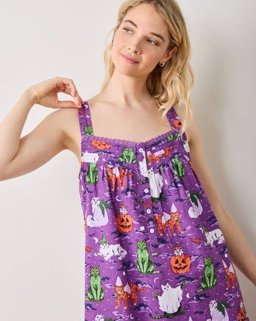 Halloween House Cats - Back to Bed Nightgown - Purple Tonic