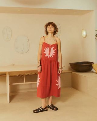 L F Markey Paprikabraunes Kleid