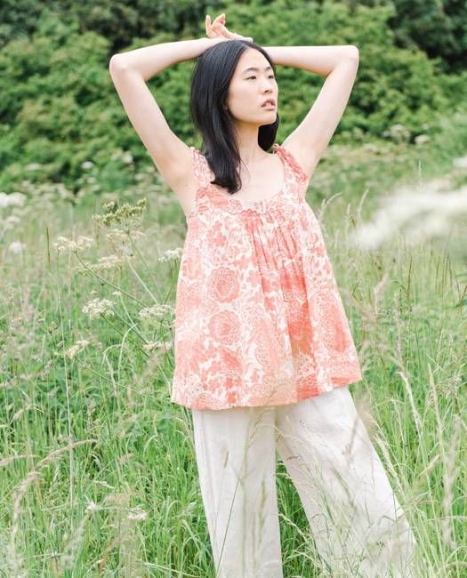 Sita Organic Cotton Top In Pink Print