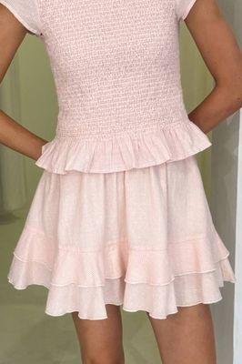 Cicely Stripe Dobby Minirock aus Bio-Baumwolle | Koralle/Weiß