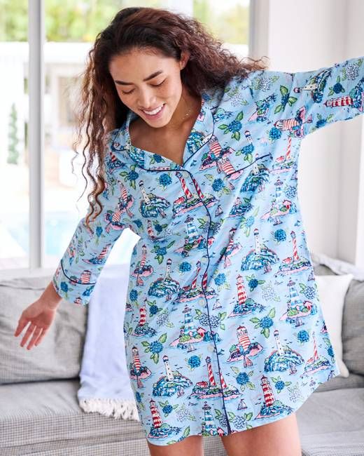 Lighthouse Keeper - Sleep Shirt - Blue Hydrangea