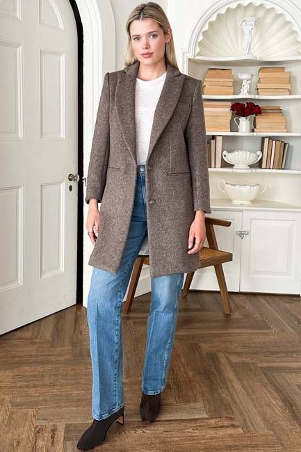 Wingtip Coat - Dark Truffle Wool