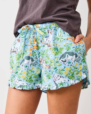 Must Love Cats - Ruffle Shorts - Cornflower