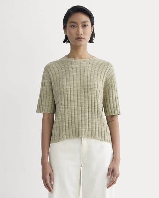 The Oversized Tee in Cotton Linen | Eucalyptus