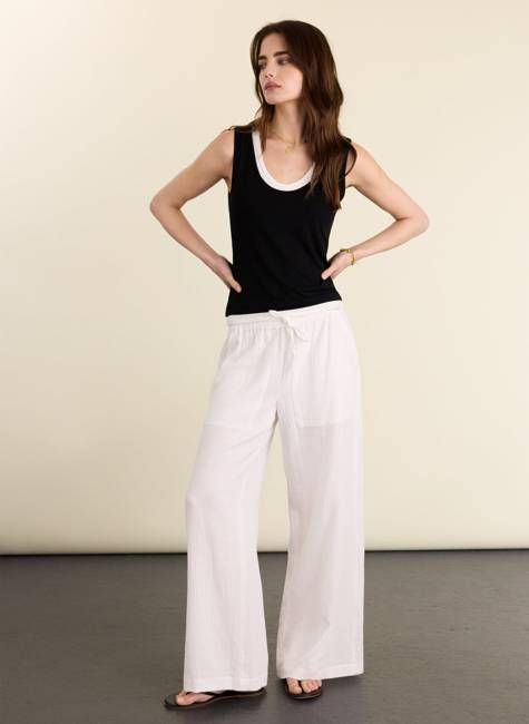 Melrose Double Cheesecloth Wide Leg Trousers
