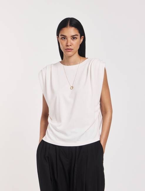 Kaia Pleated Tank Top In Off White