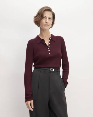 The Polo in Ultrasoft Merino | Burgundy