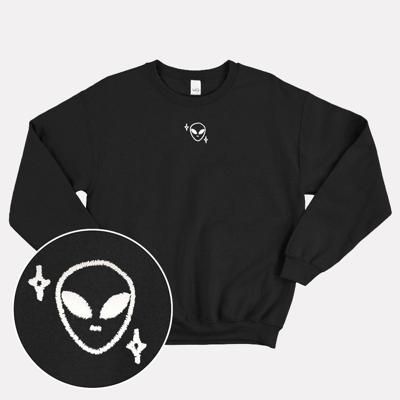 Tiny Embroidered Alien Sweatshirt (Unisex)