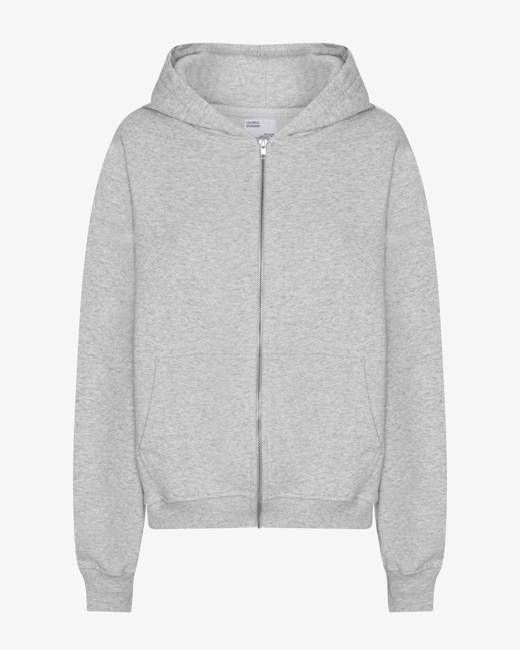 Organic Oversized Zip Hood - Snow Melange