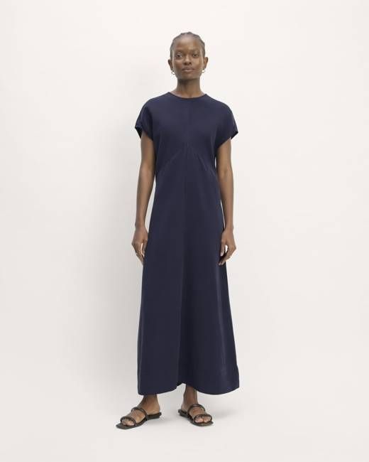 The TENCEL™ Short-Sleeve Midi Dress | Navy