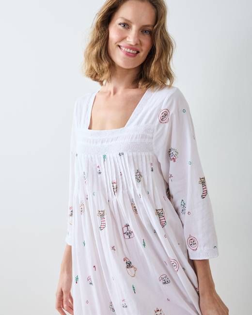 Holiday Cats - Taylor Nightgown - Cloud