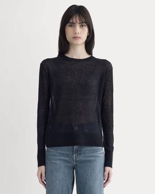 The Air Alpaca™ Relaxed Crew Top | Black