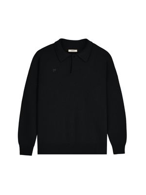 Archive Mens Recycled Cashmere Polo Sweater—black