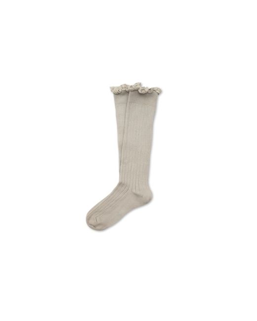 Womens Collegien Ruffle Knee Socks - light gray
