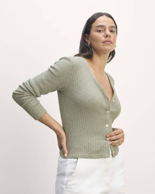The Cozy Rib Cardigan | Sage Green