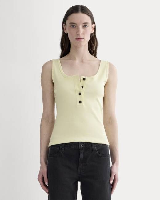 The Selfie Henley Tank | Light Yellow