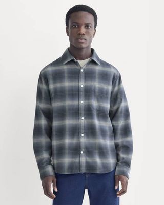 Brushed Flannel Shirt | Blue Ombre Plaid