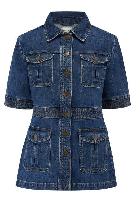 Ani Half Sleeve Denim Jacket in Voyager