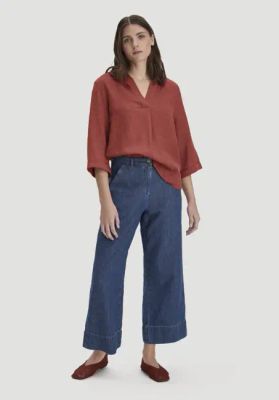 ENNELIE wide-leg culotte jeans made from organic cotton with TENCEL™ Lyocell and linen