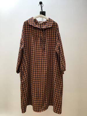 Sango-Cay Organic Cotton Dress in Orange/ Navy Gingham Sample