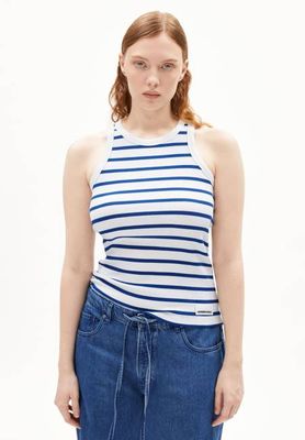 KANITAA STRIPES TOP | white-lapis blue