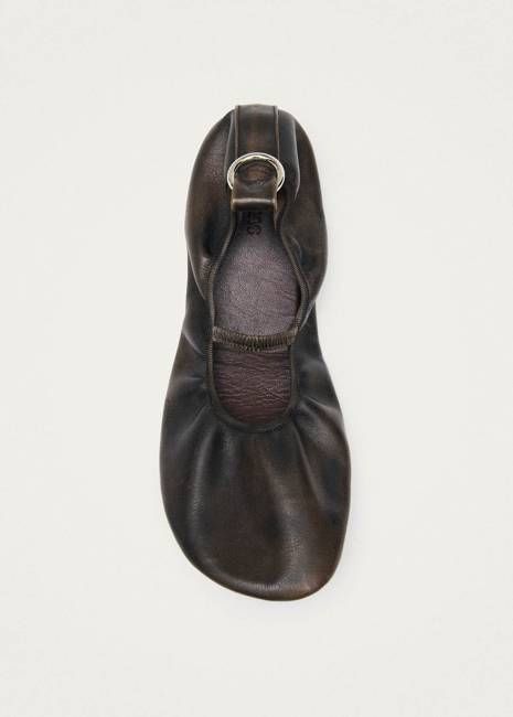Naira Vintage Effect Brown Leather Ballet Flats