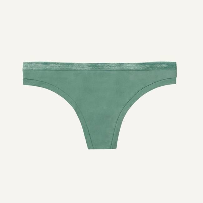Organic Cotton Low-Rise Thong in Willow