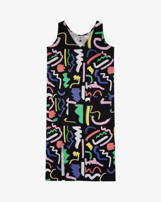 Miss Pompom Black Scribble Surfside Dress