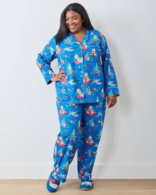 Merry Mermen - Petite Long PJ Set - Dolphin Tail