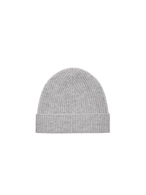 Archive Cashmere Ribbed Beanie—grey marl