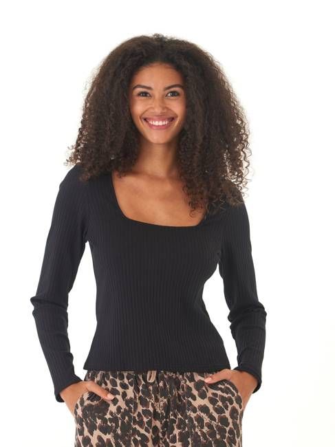 Leah Organic Rib Square Neck  Long Sleeve