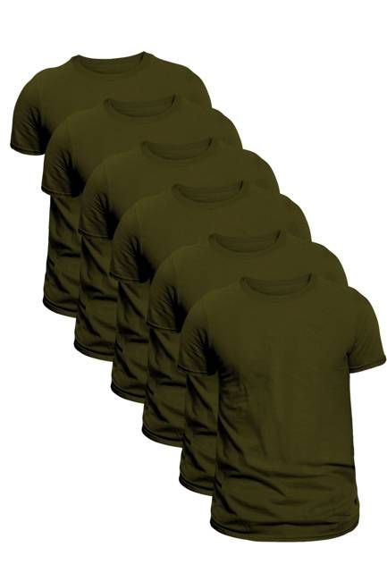 6-Pack Unisex Short Sleeve Olive T-Shirts | Sustainable Everyday Classic Fit