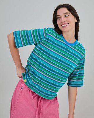 Stripes Boxy Tee Blue